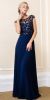 Main image of Boat Neck Sequins Mesh Top Pleated Long Formal Evening Dress